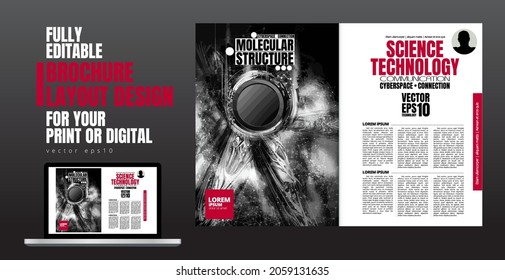 Brochure, ebook or presentation mockup with technology subject ready for use, vector illustration easy to editable