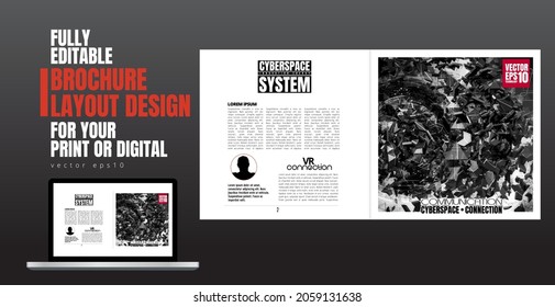Brochure, ebook or presentation mockup with technology subject ready for use, vector illustration easy to editable