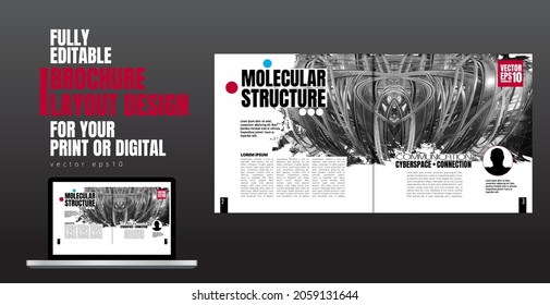 Brochure, ebook or presentation mockup with technology subject ready for use, vector illustration easy to editable