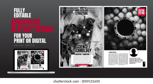 Brochure, ebook or presentation mockup with technology subject ready for use, vector illustration easy to editable