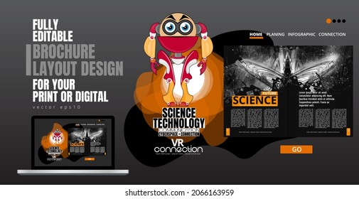 Brochure, ebook or presentation mockup with technology subject ready for use, vector illustration easy to editable