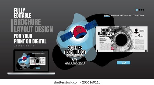 Brochure, ebook or presentation mockup with technology subject ready for use, vector illustration easy to editable