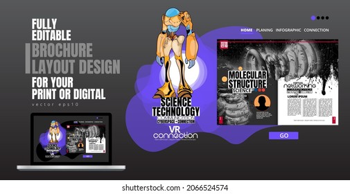Brochure, ebook or presentation mockup with technology subject ready for use, vector illustration easy to editable