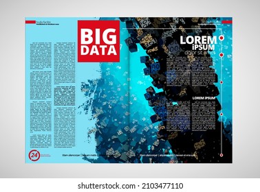 Brochure, ebook or presentation mockup with technology subject ready for use, vector illustration easy to editable