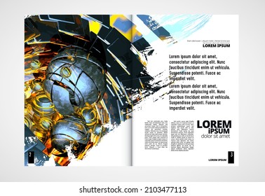 Folleto, libro de edición o simulación de presentación con tema de tecnología listo para su uso, ilustración vectorial fácil de editar