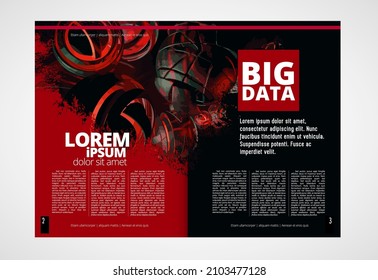 Brochure, ebook or presentation mockup with technology subject ready for use, vector illustration easy to editable