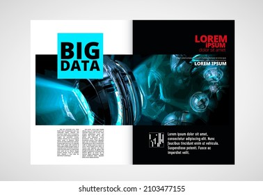 Broschüre, E-Book oder Präsentationen mit einsatzbereitem Technologiefach, leicht zu bearbeitbare Vektorgrafik