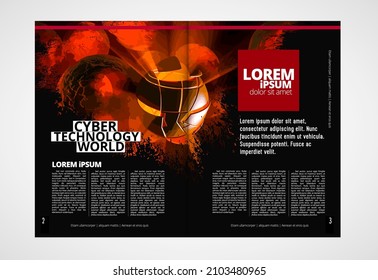 Brochure, ebook or presentation mockup with technology subject ready for use, vector illustration easy to editable