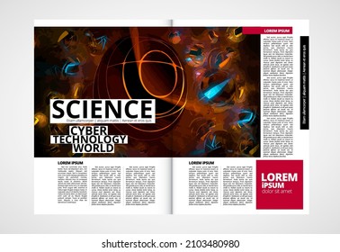 Broschüre, E-Book oder Präsentationen mit einsatzbereitem Technologiefach, leicht zu bearbeitbare Vektorgrafik