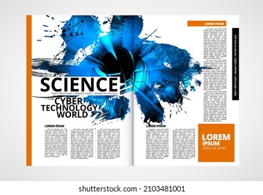 Brochure, ebook or presentation mockup with technology subject ready for use, vector illustration easy to editable