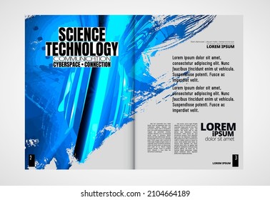 Brochure, ebook or presentation mockup with technology subject ready for use, vector illustration easy to editable