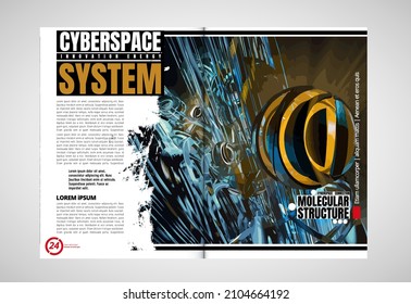 Brochure, ebook or presentation mockup with technology subject ready for use, vector illustration easy to editable