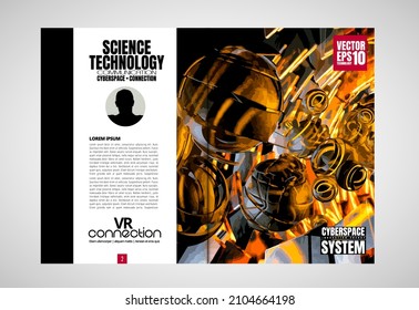Brochure, ebook or presentation mockup with technology subject ready for use, vector illustration easy to editable