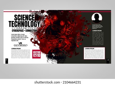 Brochure, ebook or presentation mockup with technology subject ready for use, vector illustration easy to editable