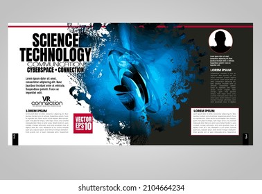 Broschüre, E-Book oder Präsentationen mit einsatzbereitem Technologiefach, leicht zu bearbeitbare Vektorgrafik