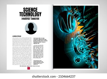 Brochure, ebook or presentation mockup with technology subject ready for use, vector illustration easy to editable