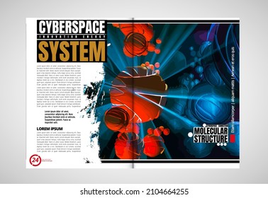 Brochure, ebook or presentation mockup with technology subject ready for use, vector illustration easy to editable