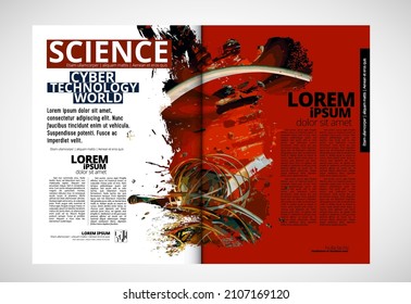 Brochure, ebook or presentation mockup with technology subject ready for use, vector illustration easy to editable