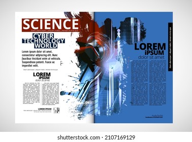 Brochure, ebook or presentation mockup with technology subject ready for use, vector illustration easy to editable