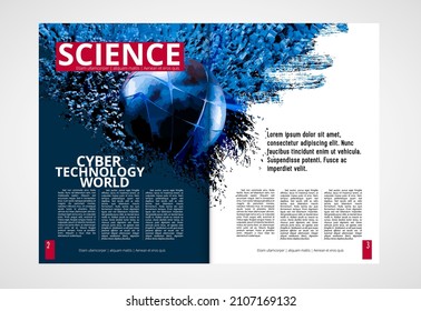 Brochure, ebook or presentation mockup with technology subject ready for use, vector illustration easy to editable