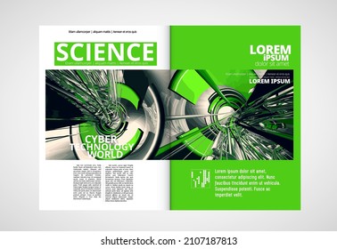 Brochure, ebook or presentation mockup with technology subject ready for use, vector illustration easy to editable