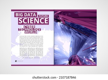 Folleto, libro de edición o simulación de presentación con tema de tecnología listo para su uso, ilustración vectorial fácil de editar