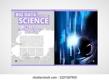 Brochure, ebook or presentation mockup with technology subject ready for use, vector illustration easy to editable