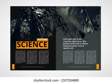 Folleto, libro electrónico o simulación de presentación con tema de tecnología listo para su uso, ilustración vectorial 3d fácil de editar