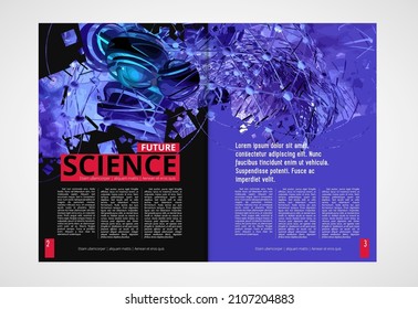 Brochure, ebook or presentation mockup with technology subject ready for use, vector 3d illustration easy to editable