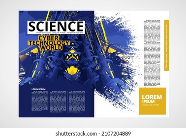 Brochure, ebook or presentation mockup with technology subject ready for use, vector 3d illustration easy to editable