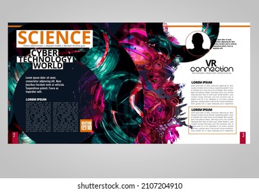 Brochure, ebook or presentation mockup with technology subject ready for use, vector 3d illustration easy to editable
