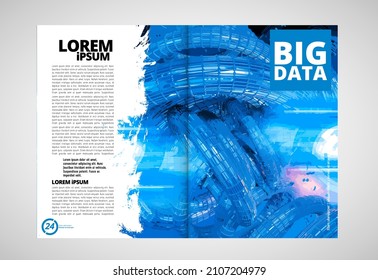 Brochure, ebook or presentation mockup with technology subject ready for use, vector 3d illustration easy to editable