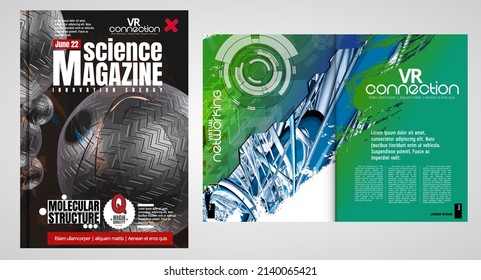 Brochure, ebook or presentation mockup with technology subject ready for use, vector illustration easy to editable