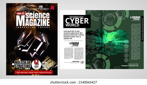 Brochure, ebook or presentation mockup with technology subject ready for use, vector illustration easy to editable
