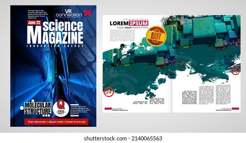 Brochure, ebook or presentation mockup with technology subject ready for use, vector illustration easy to editable