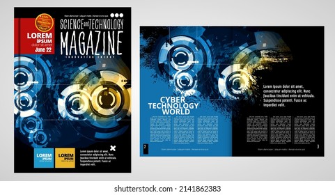 Brochure, ebook or presentation mockup with technology subject ready for use, vector illustration easy to editable