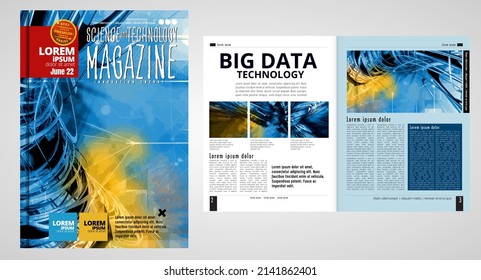 Brochure, ebook or presentation mockup with technology subject ready for use, vector illustration easy to editable
