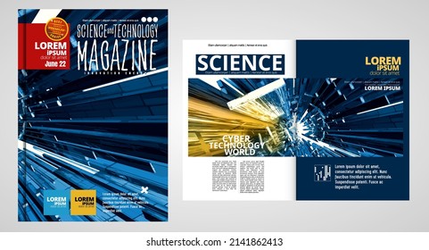Brochure, ebook or presentation mockup with technology subject ready for use, vector illustration easy to editable