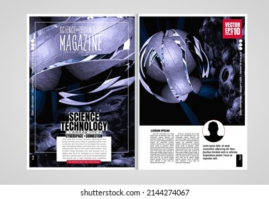 Brochure, ebook or presentation mockup with technology subject ready for use, vector illustration easy to editable