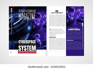 Brochure, ebook or presentation mockup with technology subject ready for use, vector illustration easy to editable