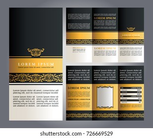 Brochure Elegant Design, Vector Flyer Template, Ornate Trifold layout, a4 (EPS 10)