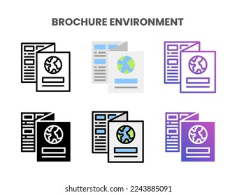 Brochure Environment icons vector illustration set line, flat, glyph, outline color gradient. Great for web, app, presentation and more. Editable stroke and pixel perfect.