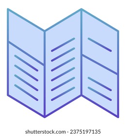 Brochure flat icon. Trifold blue icons in trendy flat style. Office agenda gradient style design, designed for web and app. Eps 10