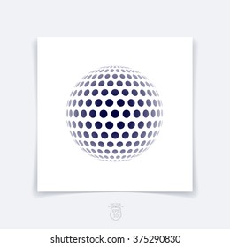 Brochure, flyer with 3D sphere of geometric round shapes on white background. Vector illustration.