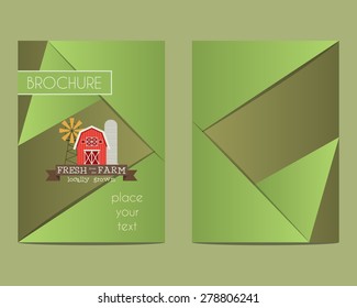 Brochure and flyer a4 size design template with Organic farm concept. Best for natural farm, shop etc. Unique geometric design. Vector illustration
