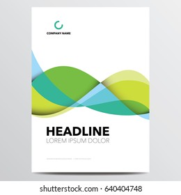 Brochure flyer annual report cover design template with colorful wave. Vector illustration.