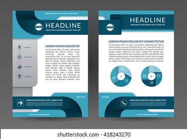 Brochure flyer annual report layout template. Front and back page. A4 size. Vector background with icons and infographic elements. Can be used for booklet, leaflet, magazine cover, catalog etc.