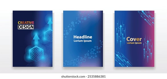 Brochure, flyer, book, annual report. Blue hi-tech vector illustration design background