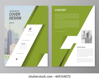 Brochure, flyer and cover template design with city landscape