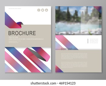 Brochure, flyer and cover template design with blurred riverbank scenery